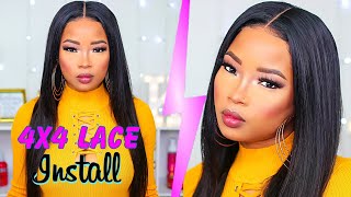 STEP BY STEP HOW TO INSTALL 4X4 LACE WIG FOR BEGINNERS  ft HairsMarket Wig [upl. by Hecht]