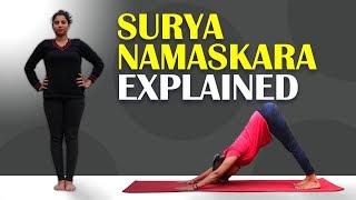 Surya Namaskara  Yoga Warmup Routine  Sun Salutation  Step by step Explained [upl. by Akibma]