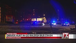 Driver trapped injured after GoRaleigh bus wrongway crash along Glenwood Avenue in Raleigh [upl. by Ahseet727]