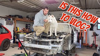 Taking apart an Integra part out  junk yard car A day of work in the garage VLOG [upl. by Merlin104]