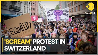 Switzerland Women stage feminist strike a scream for equality  Latest News  WION [upl. by Hoppe]