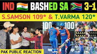 IND 🇮🇳 BASHED SA 🇿🇦  Sanju S 109 amp TVarma 120  Pakistani Reaction [upl. by Fahy]