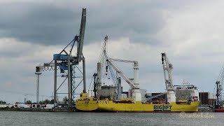 heavy load carrier HAPPY SKY PCCH IMO 9457220 Emden geared cargo seaship Schwerlastschiff [upl. by Justino28]