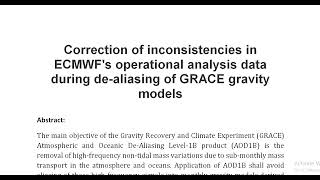 Correction of inconsistencies in ECMWFs operational analysis data during de aliasing of GRACE gravi [upl. by Theodosia523]