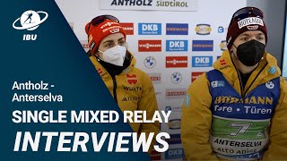 World Cup 2324 AntholzAnterselva Single Mixed Relay Interviews [upl. by Inasah]