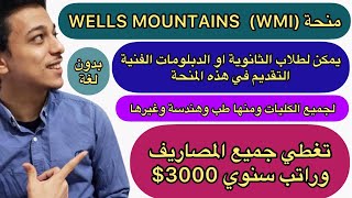 منحة WMI لجميع الطلاب العرب 2021 للدراسة في اي كلية منح دراسية مجانية WELLS MOUNTAIN SCHOLARSHIP [upl. by Einnaoj]