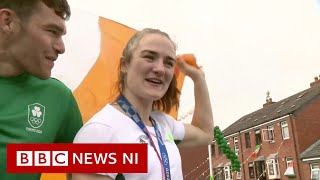 Olympic champion Kellie Harrington welcomed home on opentop bus [upl. by Rehpotsirhc]