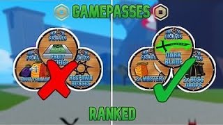 RANKING GAMEPASSES In Blox Fruits From Worst To Best What Really Is The BestRoblox [upl. by Niliac]