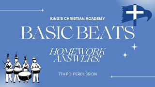 Basic Beats 3 Rhythm Worksheet Answer Sheet Kings Christian Academy 7th Pd Percussion [upl. by Gilliette468]