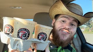 7 Brew Coffee Creme Brulee Breve Pumpkin Roll Breve and Egg Nog Latte Review [upl. by Bicknell]