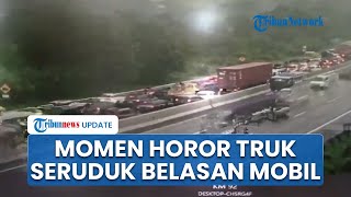 CCTV Detikdetik Truk Tronton Seruduk Belasan Mobil di Tol Cipularang Tangisan Korban Terdengar [upl. by Inoj]