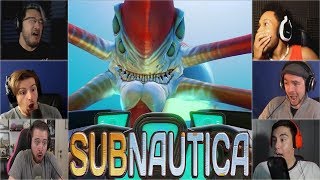 Gamers Reactions to the First Encounter of Reaper Leviathan  Subnautica [upl. by Mailli]