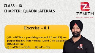 ABCD is a parallelogram and AP and CQ are perpendiculars from vertices A and C on diagonal BD [upl. by Jena]