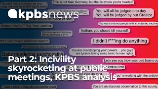 Part 2 Threats profanity accusations skyrocketing at public meetings KPBS analysis shows [upl. by Ehsom]