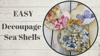 SHABBY CHIC  DECOUPAGE  SEA SHELL  DIY HOME DECOR  UPCYCLE  PINK DECOR  DECOUPAGE TUTORIAL [upl. by Xylia]