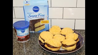 Making Pillsbury Sugar Free Cake Mix Sandwich Cookies [upl. by Neleb]