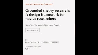 Grounded theory research A design framework for novice researchers  RTCLTV [upl. by Hegarty745]