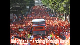 Dutch fans marching through Basel [upl. by Ebneter]