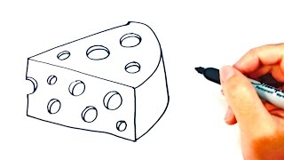 How to draw a Cheese  Piece of Cheese Easy Draw Tutorial [upl. by Ahsitruc]