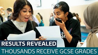 GCSE results day Pupils receiving highest grades fall but remains above preCovid levels  ITV News [upl. by Dinah]