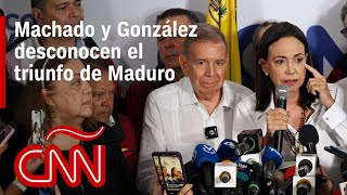 Palabras de María Corina Machado y Edmundo González tras los resultados  Elecciones en Venezuela [upl. by Ecaidnac319]