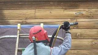 Corn Cob amp Glass Blasting a Lincoln Log Home in Valparaiso Indiana Log Home [upl. by Fia542]