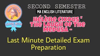 HÉLÈNE CIXOUS THE LAUGH OF THE MEDUSAMalayalam Explanation 2nd Sem MA English Literary Criticism [upl. by Enelrak]