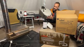 Winnerwell Nomad Plus Double View External Air Large Sized Wood Burning Tent Stove Unboxing [upl. by Trebliw]