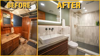 DIY Small Bathroom Remodel  Start to Finish Renovation and Design [upl. by Imis]