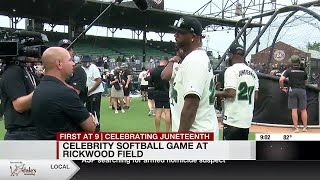 Celebrity softball game at Rickwood Field [upl. by Yerfoeg637]