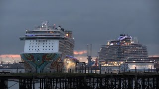 NCL CRUISE SHIPS NORWEGIAN GETAWAY amp PRIMA EVENING DEPARTURES SOUTHAMPTON 011023 [upl. by Pavla]