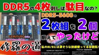 修羅の道DDR5の4枚刺しにトライ。DDR55600SamsungBダイでどうなるか やらない方が良いのは本当 速度を落とさずに使える  そもそも動くの   4xDDR5 1R [upl. by Melloney]