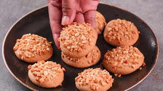 3 INGREDIENTS PEANUT COOKIES RECIPE  EGGLESS amp WITHOUT OVEN  PEANUT BISCUIT RECIPE  NOven [upl. by Coshow77]