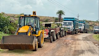 JCB 3dx loading Mud in TATA Tippers amp Tractors  Swaraj 855 Fe  New Holland 3630 4x4 Tractor [upl. by Dnalon]