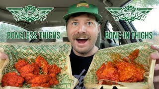 Wingstop NEW Thighs  Bone In and Boneless Thighstop Review [upl. by Ayotol]