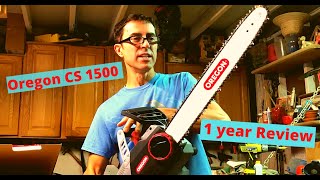 Oregon CS1500 chain saw unboxing and 1 year review [upl. by Symer]