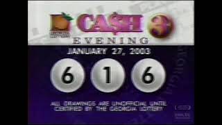 Georgia Lottery Cash 3 Evening Drawing 01272003 [upl. by Euqinad]