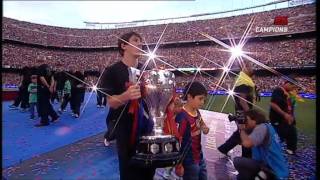 FCBarcelona  Celebració Champions 2011  Camp Nou 23 [upl. by Akeryt]