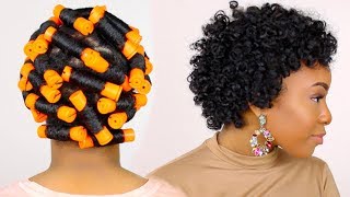 HOW TO  Perm Rod Set on Short Natural Hair Tutorial amp Night Time Hair Routine [upl. by Thorsten]