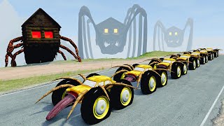 Big Wheels Car Eater Special Road Test with HOUSE HEAD amp HOUSE EATER amp THOMAS TRAIN – BeamNGDrive [upl. by Lazaruk772]