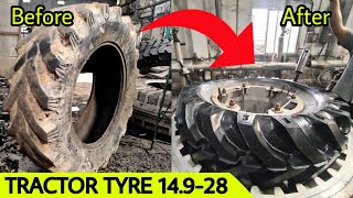 💥Tractor tyre 14928 Remolding  Cut Repair Work Process  Tyre Retreading Works  Tyre Engineer🔥 [upl. by Elnora]