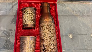 Antique Copper Bottle Set  Antique Copper Glass Set  Pure Copper Bottle  By Crockery Wala [upl. by Morly789]