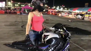 GIRLS ON motorcycle  BMW1000RR  BURN OUT  BIKE STUNT  GIRL BIKE STUNT [upl. by Atsahc857]