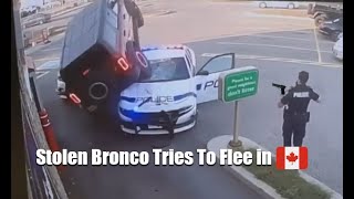 Stolen Bronco Crushes Cop Cruiser in Canada [upl. by Yelrah157]