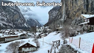 Lauterbrunnen Switzerland 4K  Walking in the snow in the most beautiful Swiss village [upl. by Armstrong263]