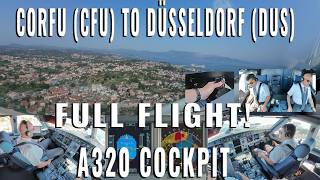 AIRBUS REAL COCKPIT FULL FLIGHT FROM CORFU ISLAND 🇬🇷 CFU TO DÜSSELDORF 🇩🇪 DUS IN REALTIME 4K [upl. by Nage406]