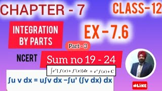 Class 12 Maths  Exercise 76 Q19 to Q24  Chapter 7 Integrals  NCERT integrationclass12 [upl. by Landy]