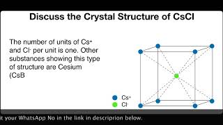 Discuss the crystal Structure of CsCl  Solid State  Physical Chemistry [upl. by Yadrahc63]