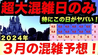 【超混雑！】2024年3月東京ディズニーランド・ディズニーシーの混雑予想（入園制限が出る可能性・・！？） [upl. by Nillad]