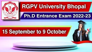 Phd Entrance exam 2022  RGPV Bhopal Phd Entrance exam 2022  RGPV Bhopal [upl. by Thomey725]